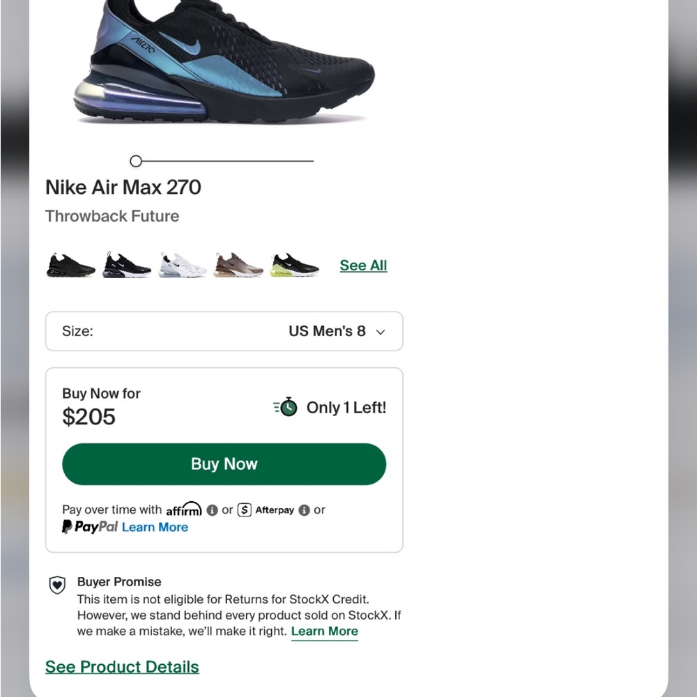 Nike Air Max 270 Black and Teal Sneakers